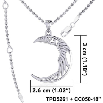 The Celtic Moon Raven Silver Pendant TPD5261 - Jewelry